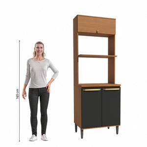 Mueble Horno Microondas 70cm MDP Kappesberg Canela y Negro