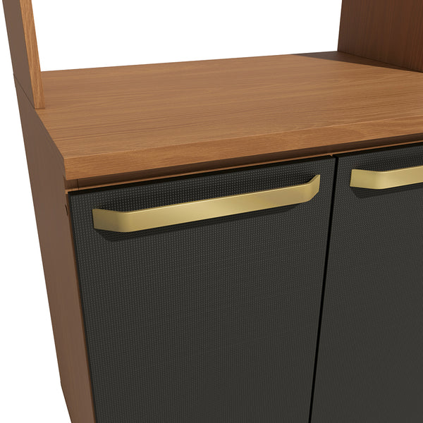 Mueble Horno Microondas 70cm MDP Kappesberg Canela y Negro