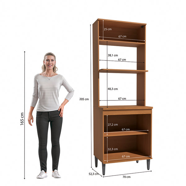 Mueble Horno Microondas 70cm MDP Kappesberg Canela y Negro