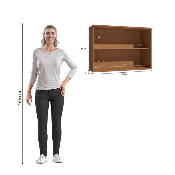 Armario Aéreo 80cm MDP 2 Puertas Vidrio Kappesberg Canela