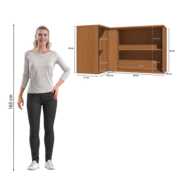 Armario Aéreo Esquinero 98cm MDP Kappesberg Canela