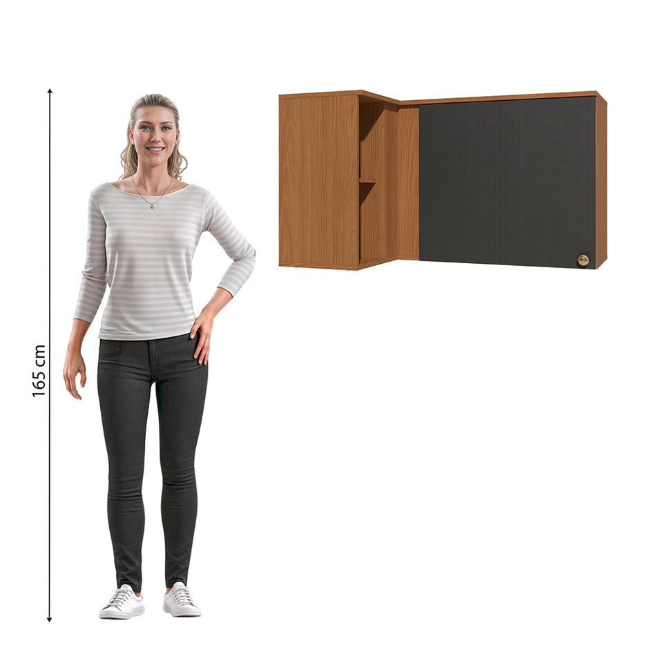Armario Aéreo Esquinero 98cm MDP Kappesberg Canela Negro