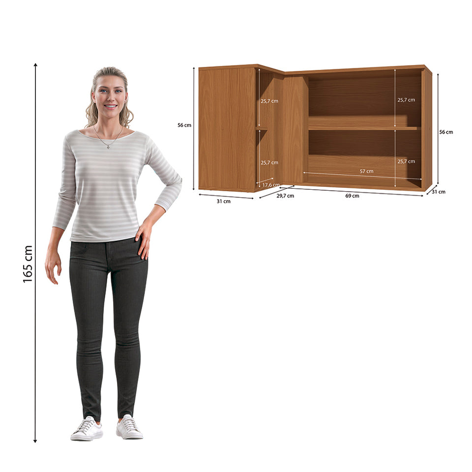 Armario Aéreo Esquinero 98cm MDP Kappesberg Canela Negro