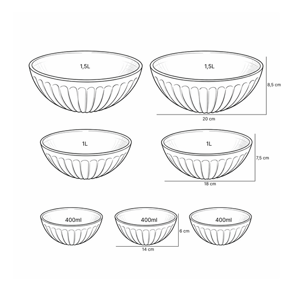 Set 7 ensaladeras para botanas UZ Utilidades café