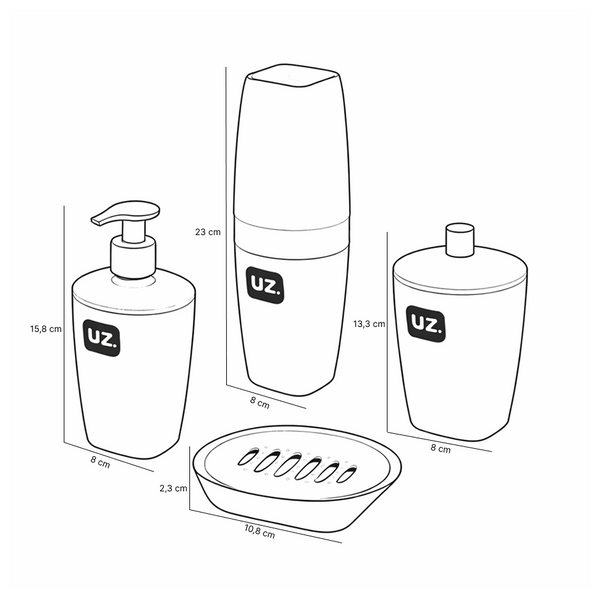 Set baño 4 piezas organizador UZ Utilidades rojo