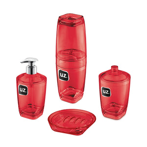 Set baño 4 piezas organizador UZ Utilidades rojo
