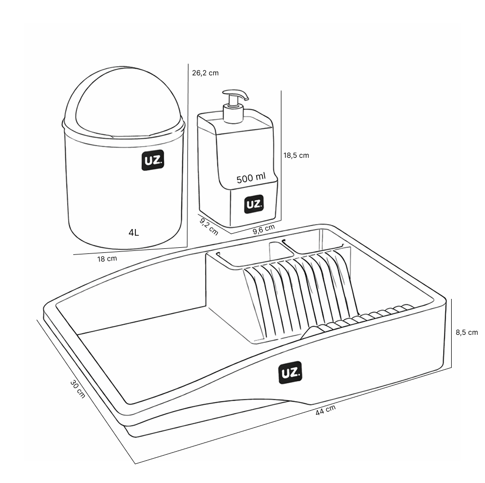 Set fregadero 3 piezas organizador UZ Utilidades café