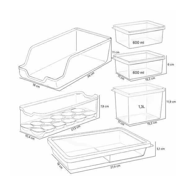 Set organizador refrigerador 6 piezas UZ Utilidades rojo