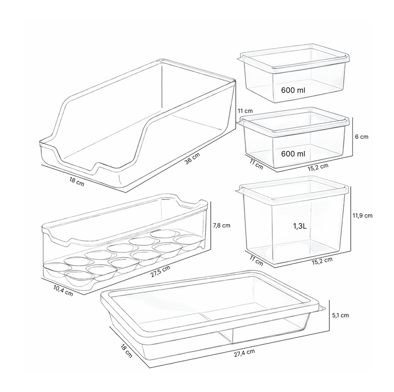 Set organizador heladera 6 piezas UZ Utilidades rojo