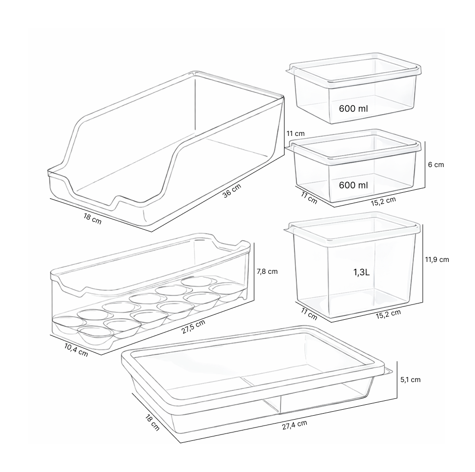 Set organizador refrigerador 6 piezas UZ Utilidades rojo