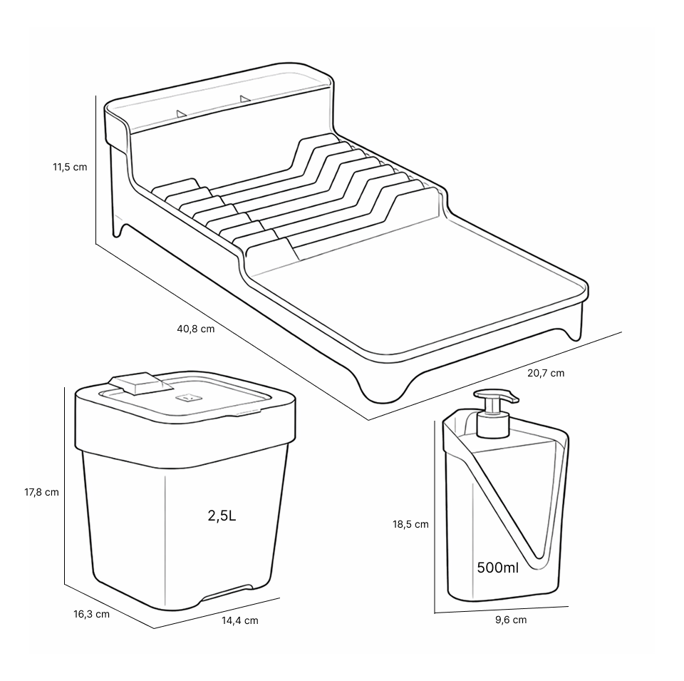 Set organizador de fregadero 3 piezas UZ Utilidades café
