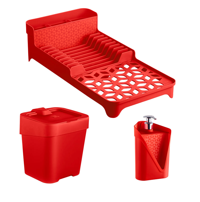 Set organizador de bacha 3 piezas UZ Utilidades rojo