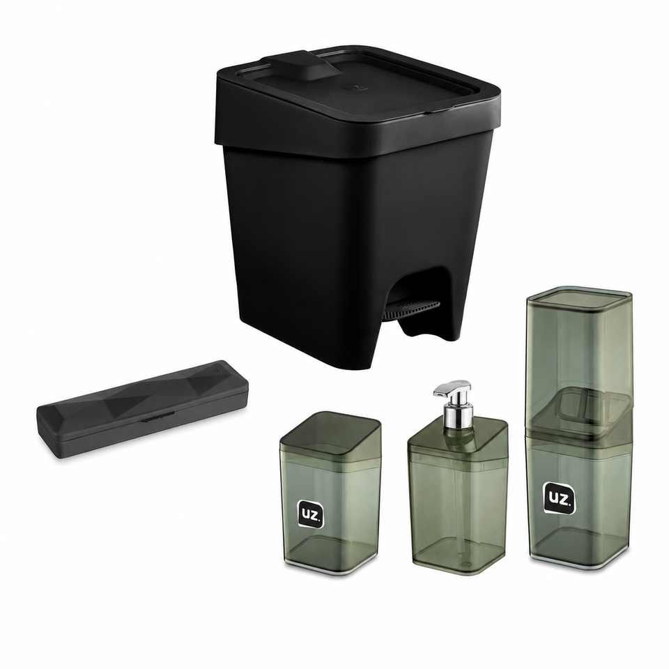 Set baño 5 piezas UZ organizador baño completo negro