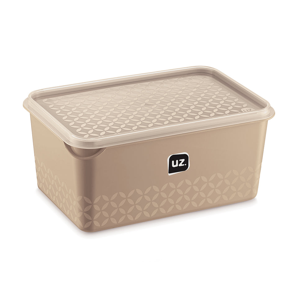 Set 6 contenedores multiuso con tapa UZ Utilidades café