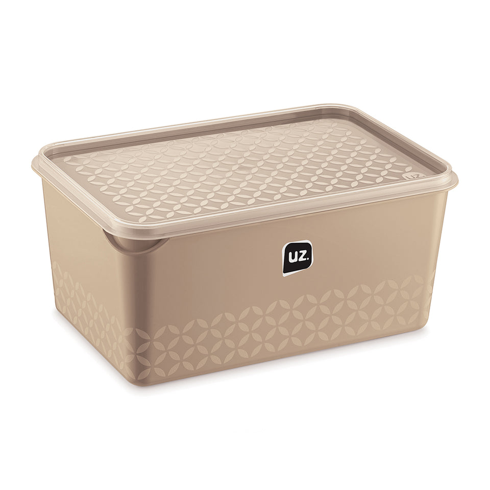 Set 6 contenedores multiuso con tapa UZ Utilidades café